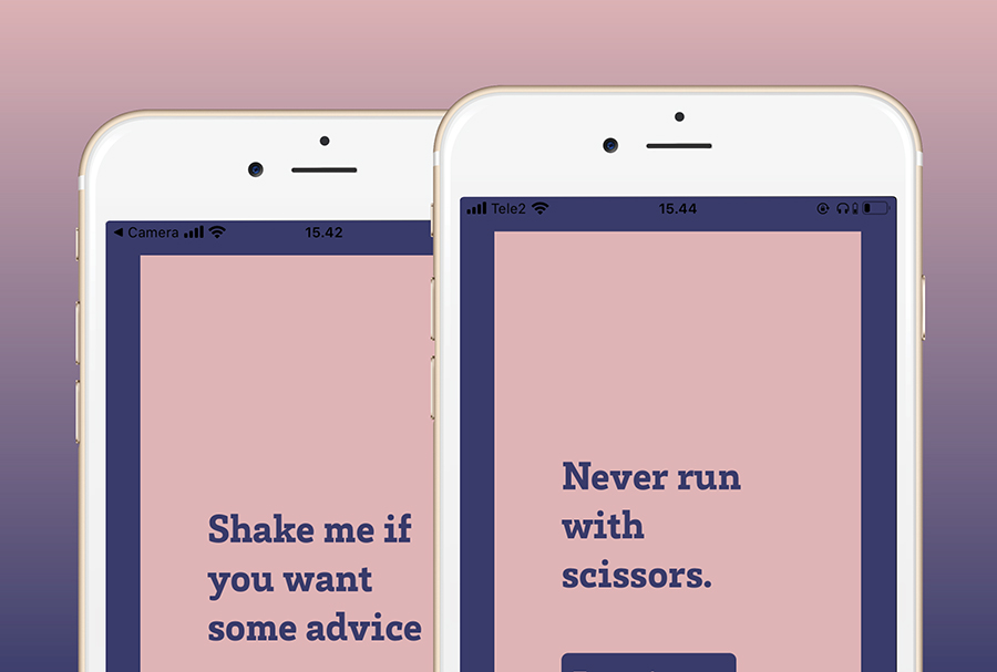 Two phones with the screens from the app